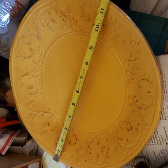 Maioliche Jessica Yellow Scroll Platter Large Plate Pottery Italy 12" - Picture 3 of 7